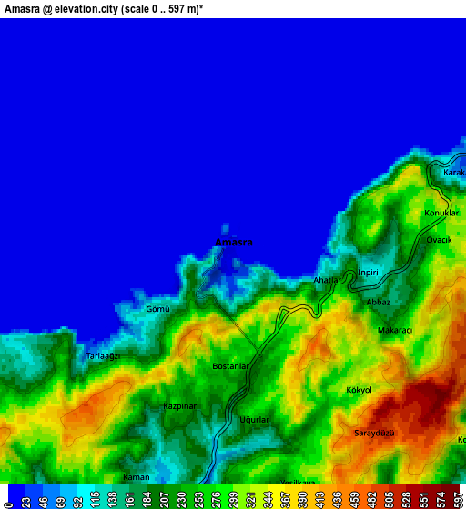 Zoom OUT 2x Amasra, Turkey elevation map