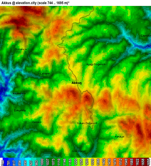 Zoom OUT 2x Akkuş, Turkey elevation map