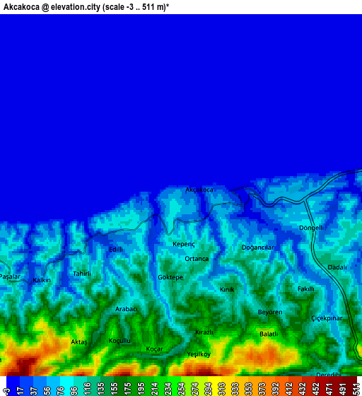 Zoom OUT 2x Akçakoca, Turkey elevation map