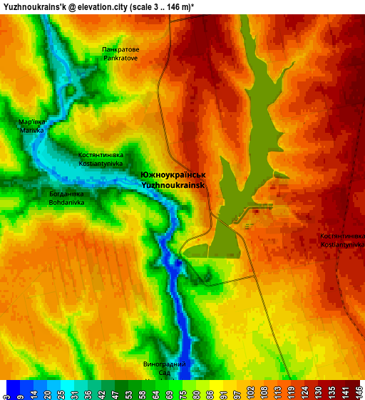 Zoom OUT 2x Yuzhnoukrains'k, Ukraine elevation map