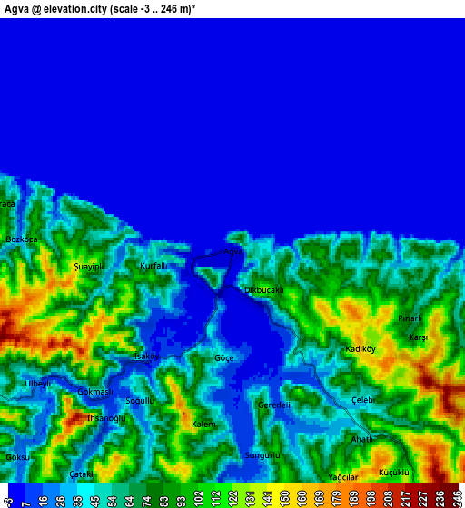 Zoom OUT 2x Ağva, Turkey elevation map