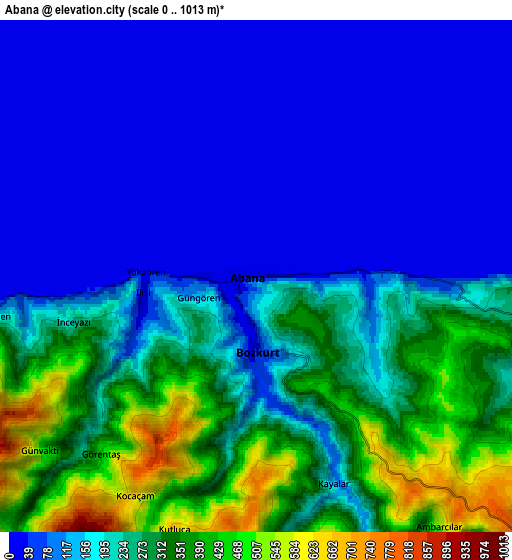 Zoom OUT 2x Abana, Turkey elevation map