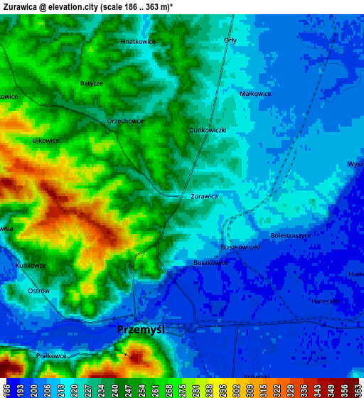 Zoom OUT 2x Żurawica, Poland elevation map