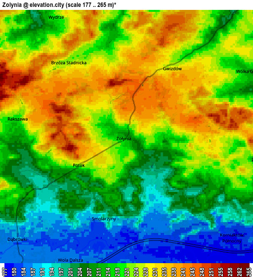 Zoom OUT 2x Żołynia, Poland elevation map