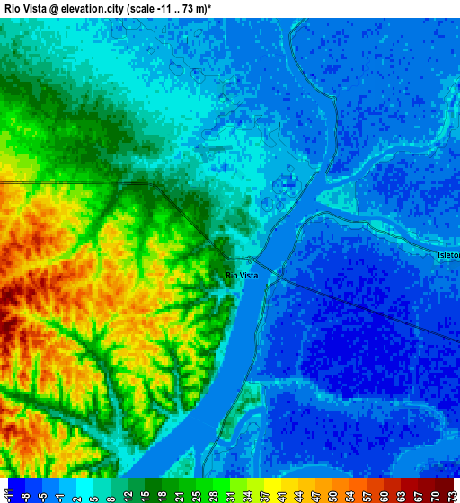 Zoom OUT 2x Rio Vista, United States elevation map