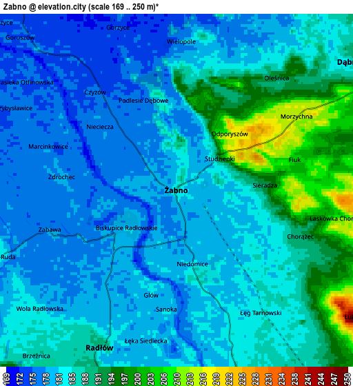 Zoom OUT 2x Żabno, Poland elevation map