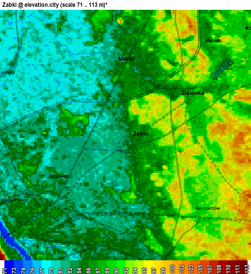 Zoom OUT 2x Ząbki, Poland elevation map