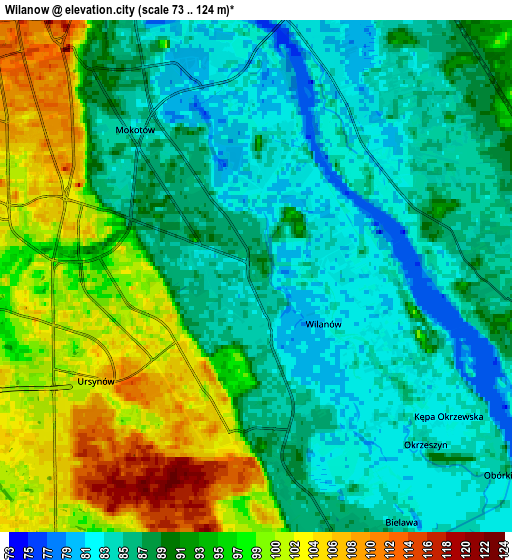 Zoom OUT 2x Wilanów, Poland elevation map