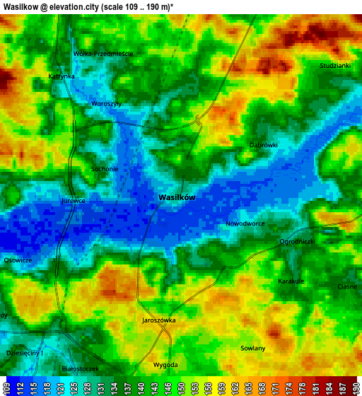 Zoom OUT 2x Wasilków, Poland elevation map