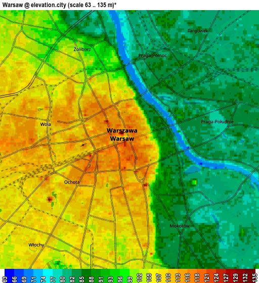 Zoom OUT 2x Warsaw, Poland elevation map