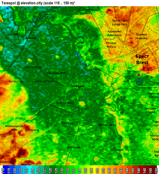 Zoom OUT 2x Terespol, Poland elevation map