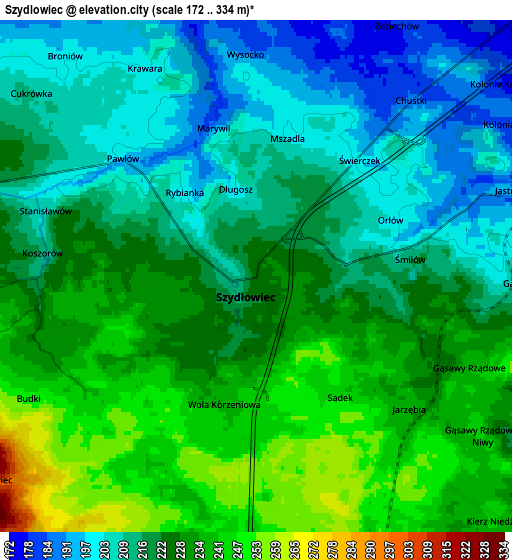 Zoom OUT 2x Szydłowiec, Poland elevation map