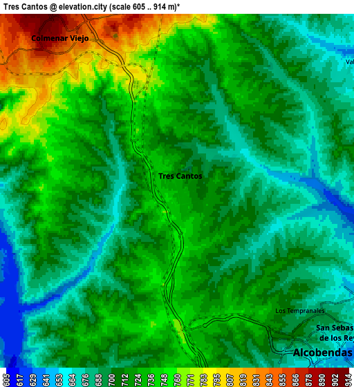 Zoom OUT 2x Tres Cantos, Spain elevation map