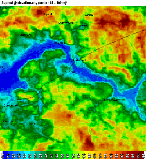 Zoom OUT 2x Supraśl, Poland elevation map