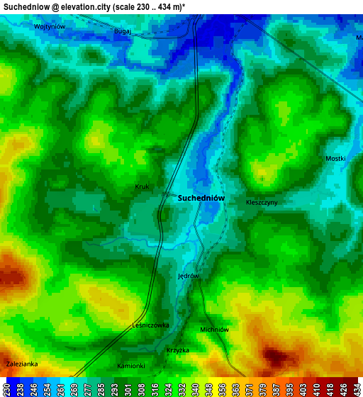 Zoom OUT 2x Suchedniów, Poland elevation map