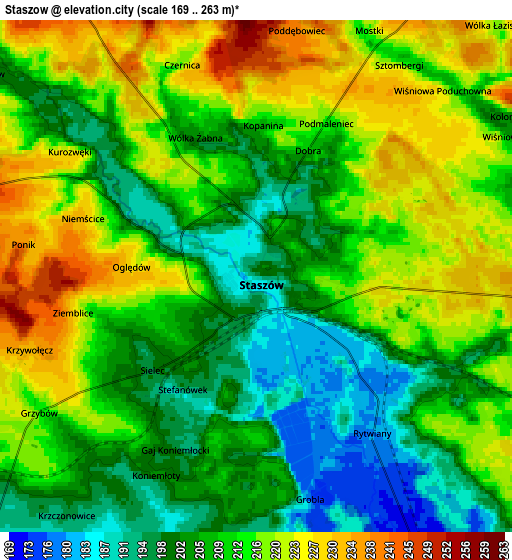 Zoom OUT 2x Staszów, Poland elevation map