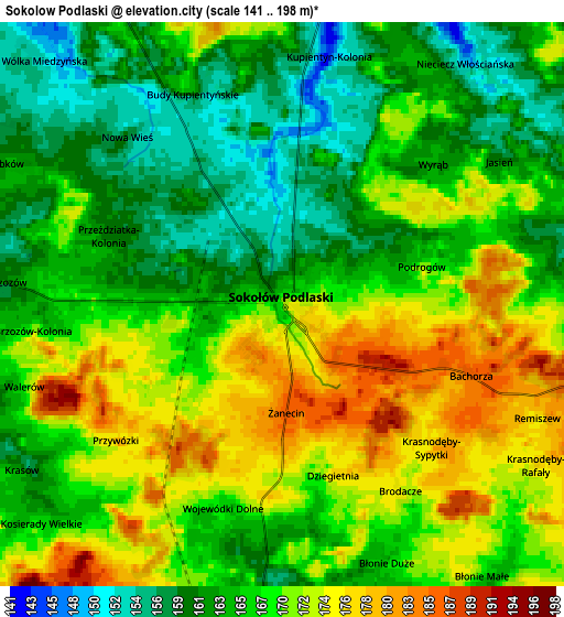 Zoom OUT 2x Sokołów Podlaski, Poland elevation map