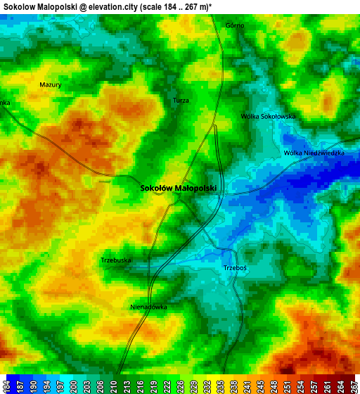 Zoom OUT 2x Sokołów Małopolski, Poland elevation map