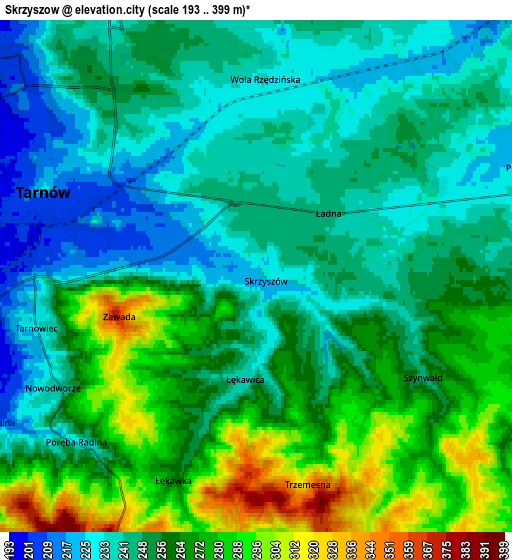 Zoom OUT 2x Skrzyszów, Poland elevation map