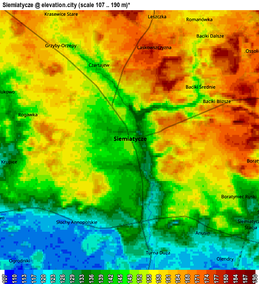 Zoom OUT 2x Siemiatycze, Poland elevation map