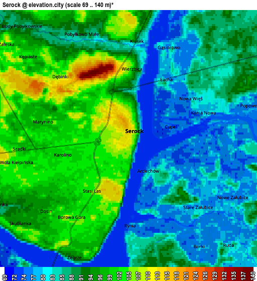 Zoom OUT 2x Serock, Poland elevation map