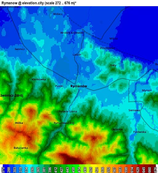 Zoom OUT 2x Rymanów, Poland elevation map