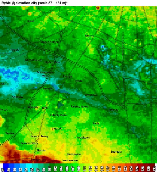 Zoom OUT 2x Rybie, Poland elevation map