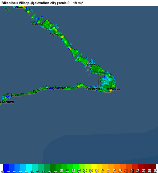 Zoom OUT 2x Bikenibeu Village, Kiribati elevation map