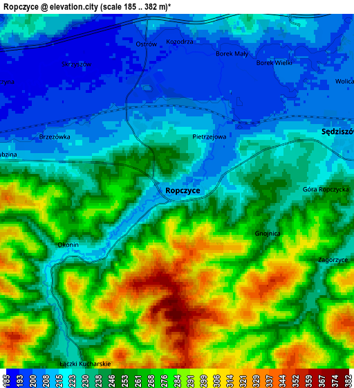 Zoom OUT 2x Ropczyce, Poland elevation map