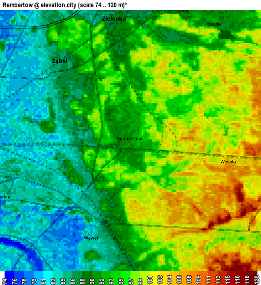 Zoom OUT 2x Rembertów, Poland elevation map