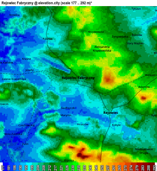 Zoom OUT 2x Rejowiec Fabryczny, Poland elevation map