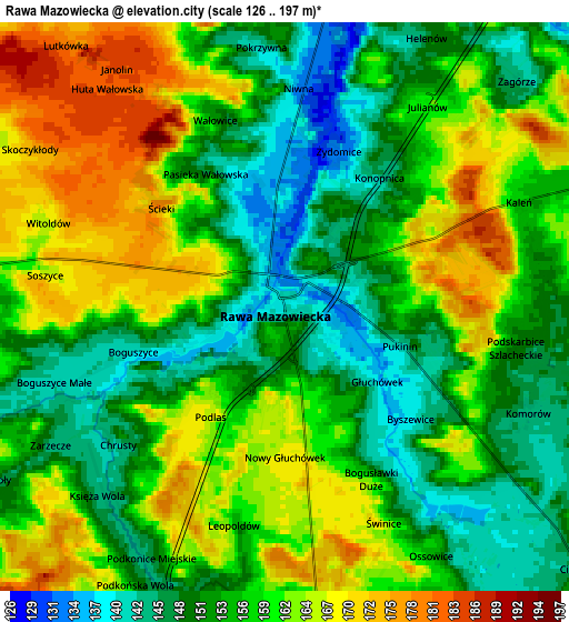 Zoom OUT 2x Rawa Mazowiecka, Poland elevation map