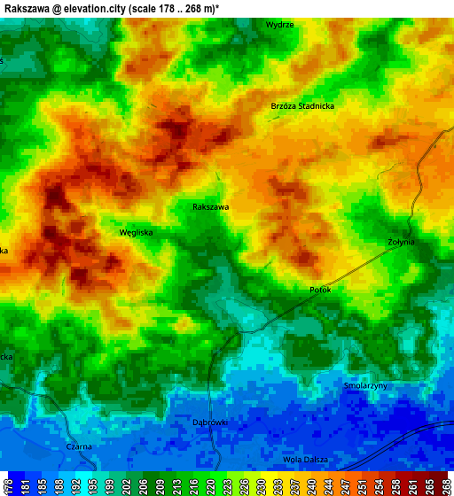 Zoom OUT 2x Rakszawa, Poland elevation map