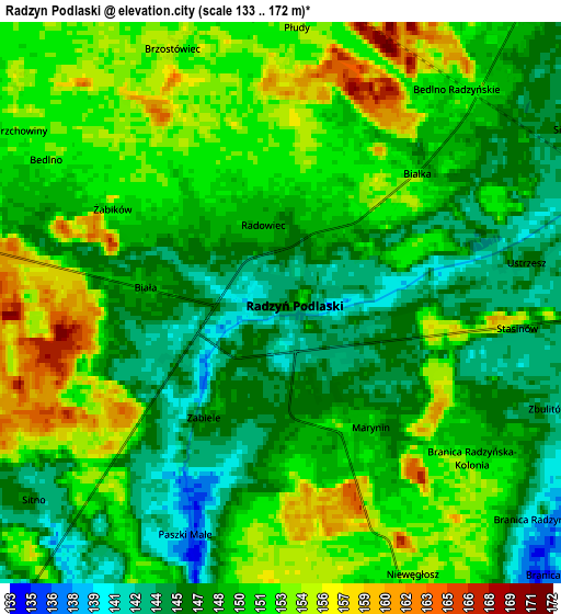 Zoom OUT 2x Radzyń Podlaski, Poland elevation map