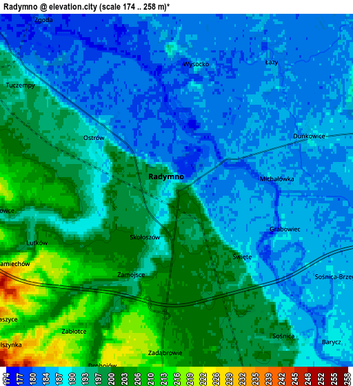 Zoom OUT 2x Radymno, Poland elevation map