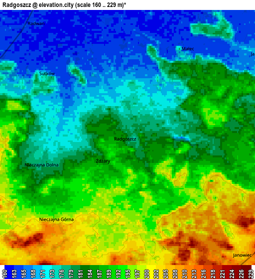 Zoom OUT 2x Radgoszcz, Poland elevation map