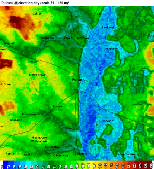 Zoom OUT 2x Pułtusk, Poland elevation map