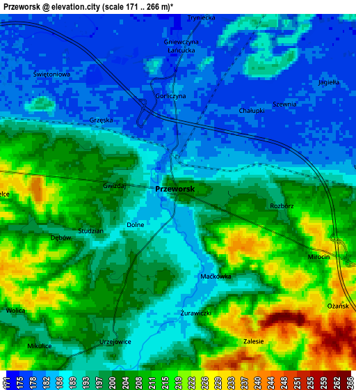 Zoom OUT 2x Przeworsk, Poland elevation map