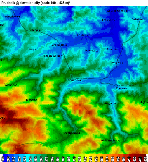 Zoom OUT 2x Pruchnik, Poland elevation map