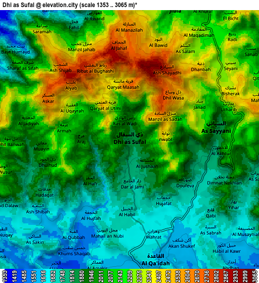 Zoom OUT 2x Dhī as Sufāl, Yemen elevation map