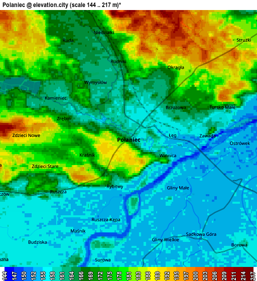 Zoom OUT 2x Połaniec, Poland elevation map