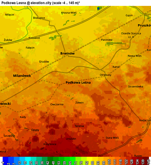 Zoom OUT 2x Podkowa Leśna, Poland elevation map