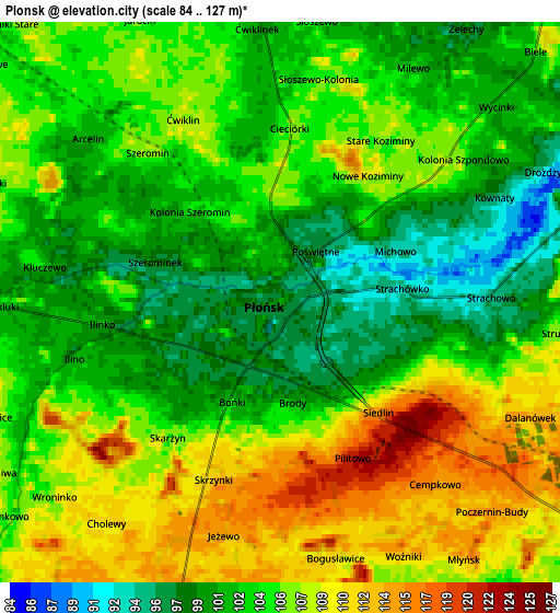 Zoom OUT 2x Płońsk, Poland elevation map