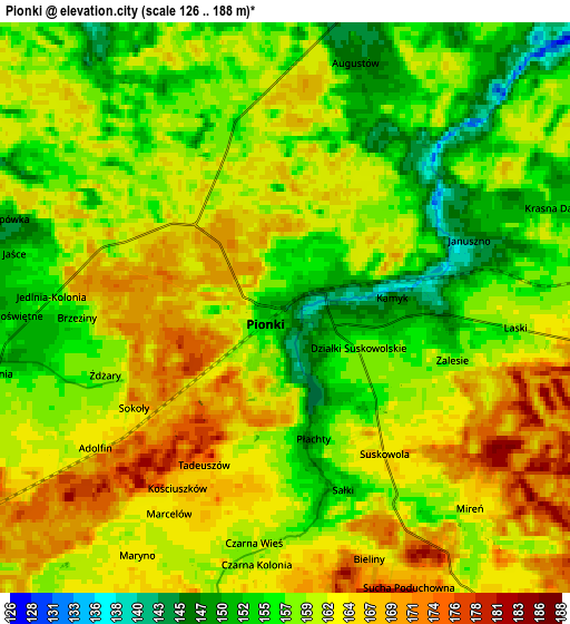 Zoom OUT 2x Pionki, Poland elevation map