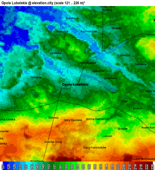 Zoom OUT 2x Opole Lubelskie, Poland elevation map