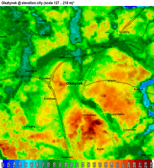 Zoom OUT 2x Olsztynek, Poland elevation map