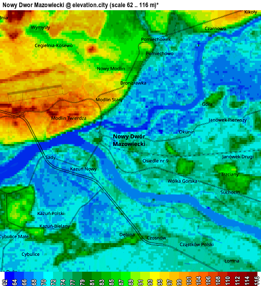 Zoom OUT 2x Nowy Dwór Mazowiecki, Poland elevation map