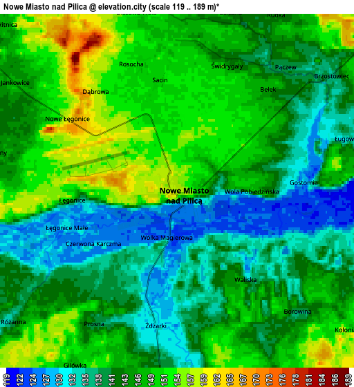 Zoom OUT 2x Nowe Miasto nad Pilicą, Poland elevation map