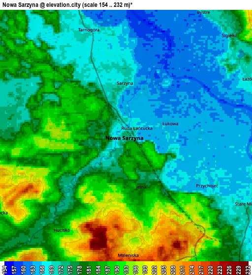 Zoom OUT 2x Nowa Sarzyna, Poland elevation map