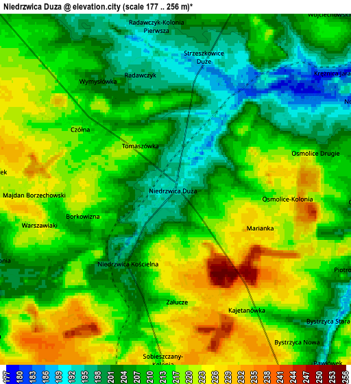 Zoom OUT 2x Niedrzwica Duża, Poland elevation map